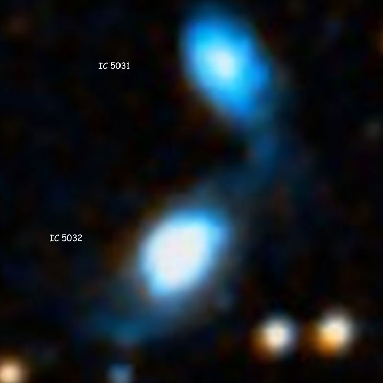 DSS image of interacting spiral galaxies IC 5031 and IC 5032