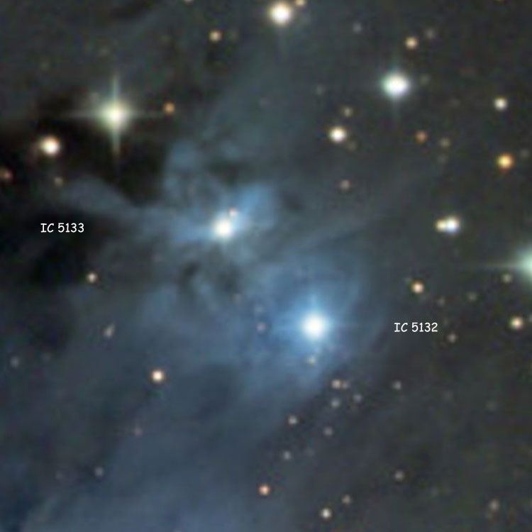 Capella Observatory image of emission nebulae IC 5132 and IC 5133