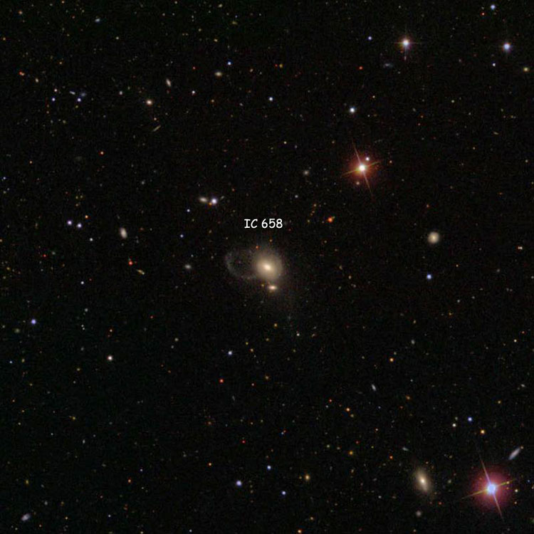 SDSS image of region near peculiar lenticular galaxy IC 658