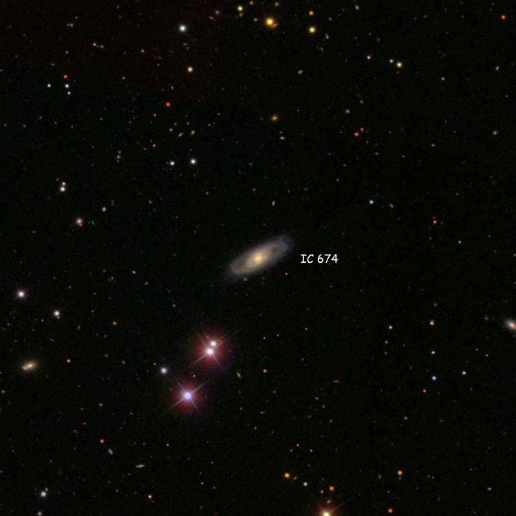 SDSS image of region near spiral galaxy IC 674