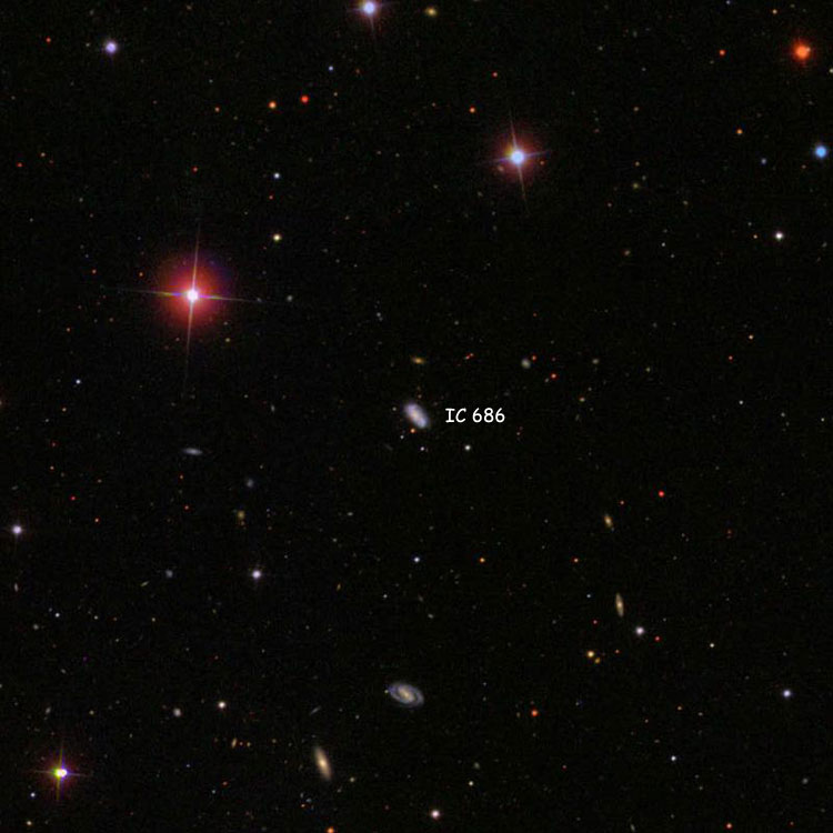 SDSS image of region near spiral galaxy IC 686