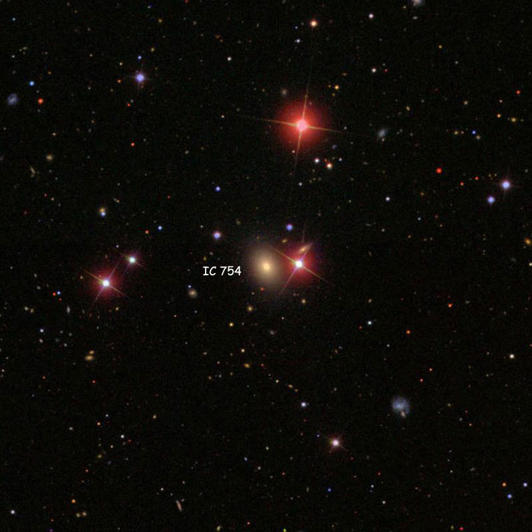 SDSS image of region near elliptical galaxy IC 754