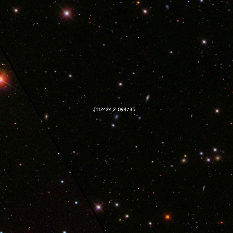 SDSS image of region near J2000 112424.2-094735, an elliptical galaxy sometimes misidentified as IC 688