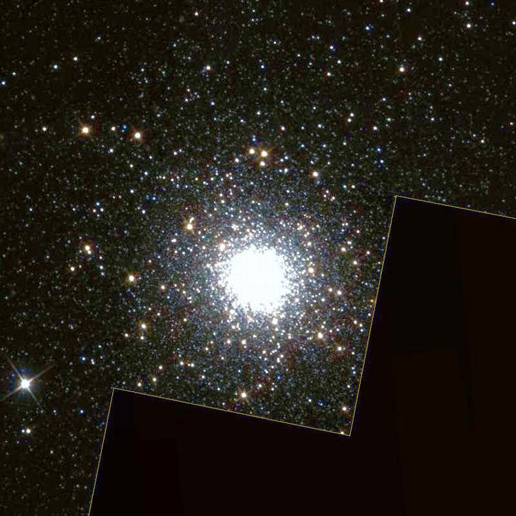 'Raw' HST detail of globular cluster NGC 1049, in the Fornax dwarf galaxy