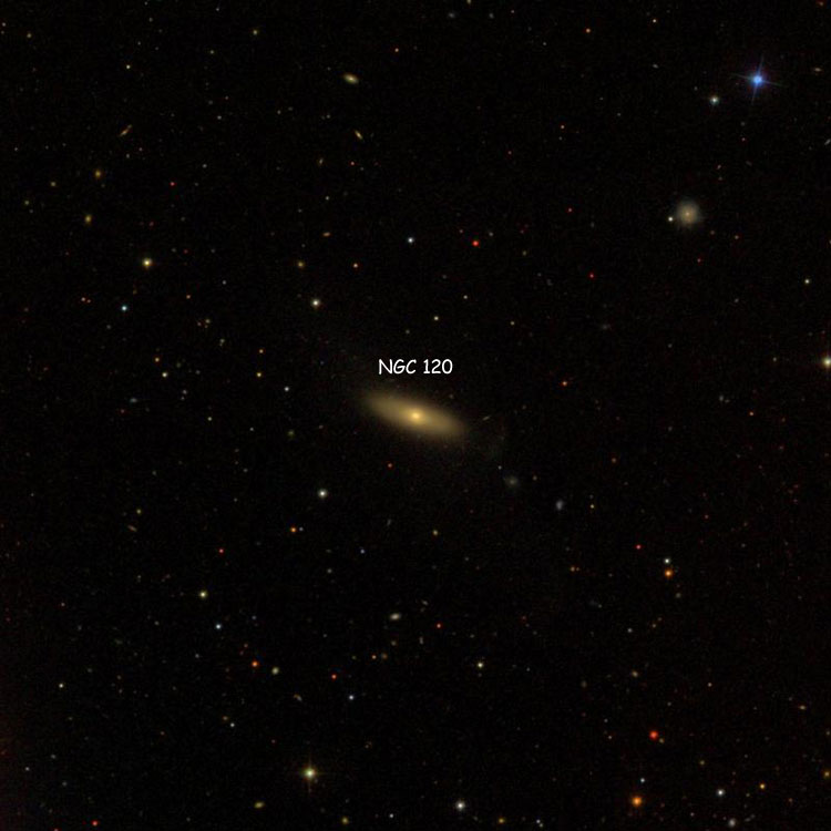 SDSS image of region near lenticular galaxy NGC 120