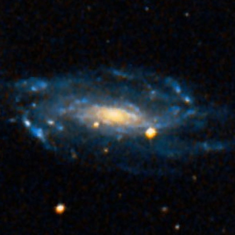 DSS image of spiral galaxy NGC 1253, which with spiral galaxy PGC 12053 comprises Arp 279