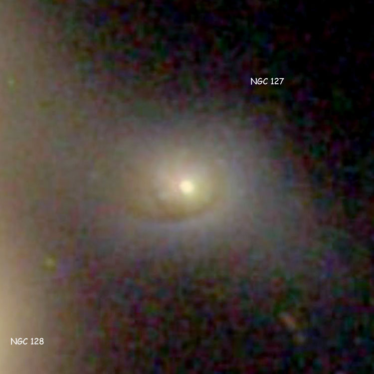 SDSS image of spiral galaxy NGC 127, also showing part of NGC 128