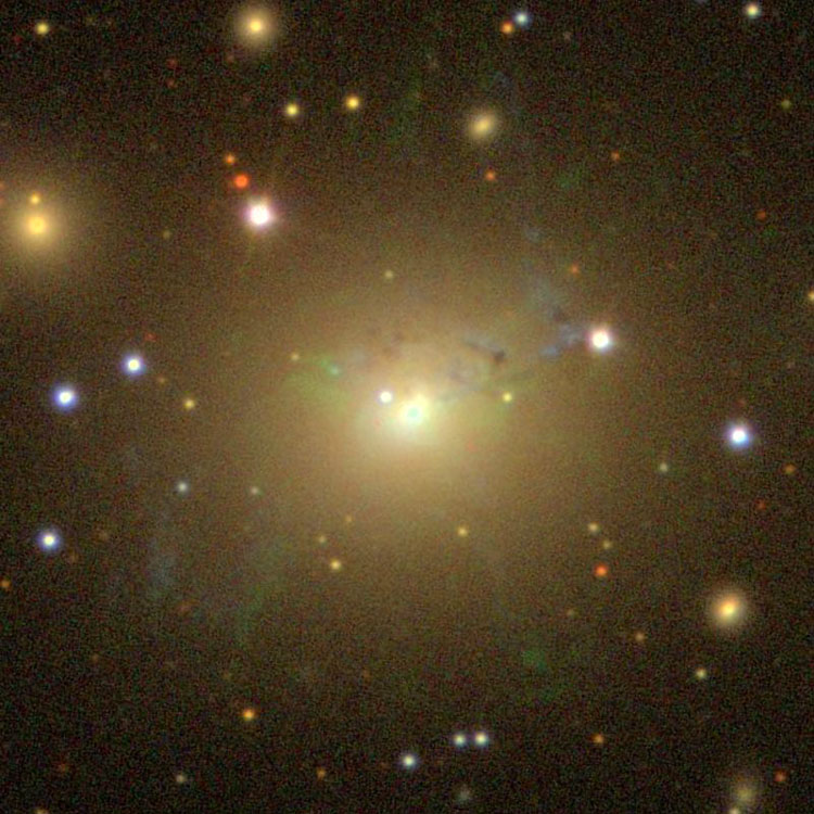 SDSS image of the colliding pair of galaxies listed as NGC 1275, and also known as radio source Perseus A
