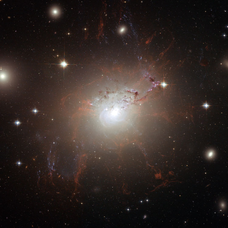 HST image of the colliding pair of galaxies listed as NGC 1275, and also known as radio source Perseus A