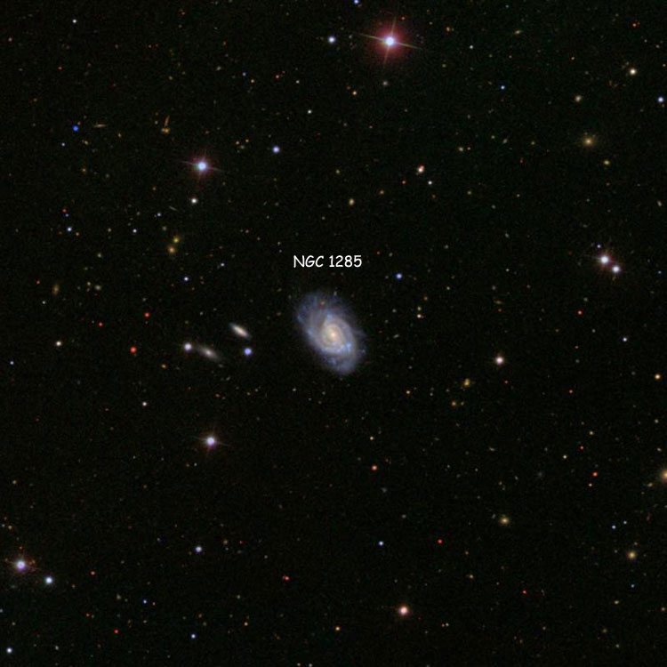 SDSS image of region near spiral galaxy NGC 1285