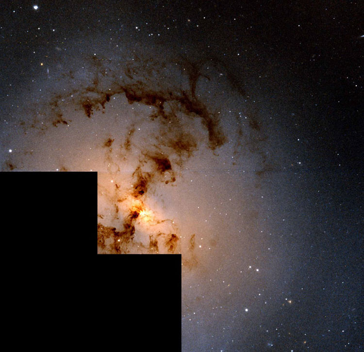 HST image of part of central portion of lenticular galaxy NGC 1316