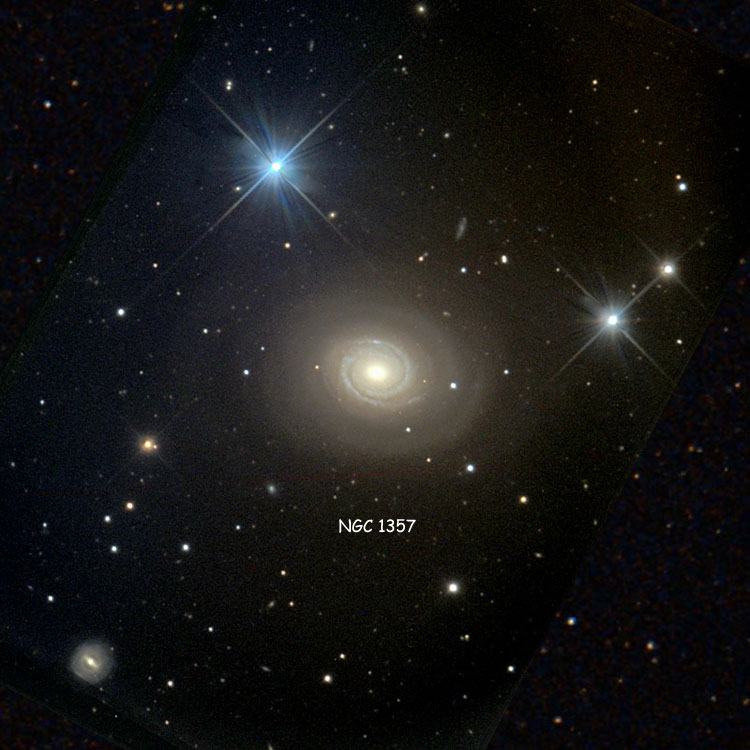 NOAO image of region near spiral galaxy NGC 1357 overlaid on a DSS background to fill in missing areas