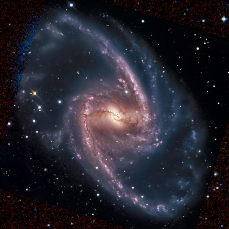 NOAO image of spiral galaxy NGC 1365 overlaid on a DSS background to fill in missing areas