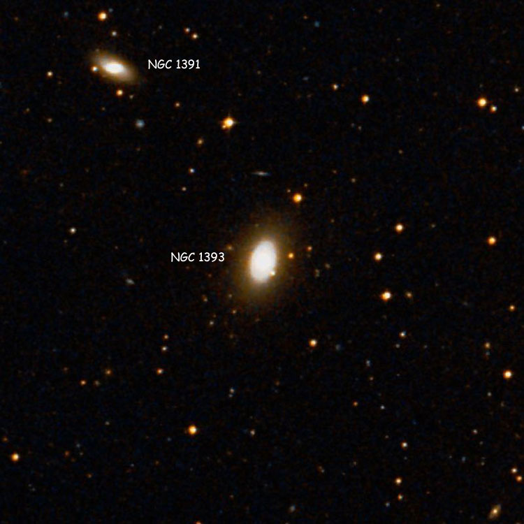 DSS image of lenticular galaxy NGC 1393, also showing NGC 1391