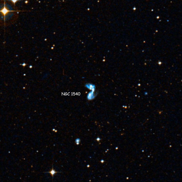 DSS image of region near the colliding galaxies (PGC 14733 and PGC 14734) that comprise NGC 1540