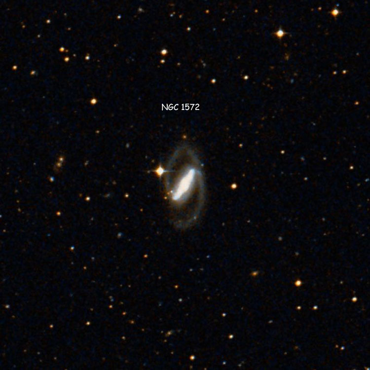 DSS image of region near spiral galaxy NGC 1572