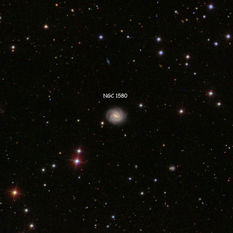 SDSS image of region near spiral galaxy NGC 1580