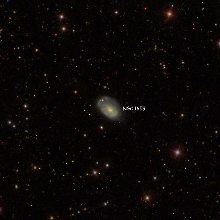 SDSS image of region near spiral galaxy NGC 1659