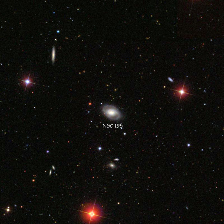 SDSS image of region near spiral galaxy NGC 195