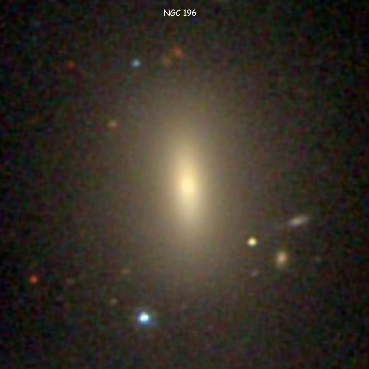 SDSS image of lenticular galaxy NGC 196, a part of Hickson Compact Group 7