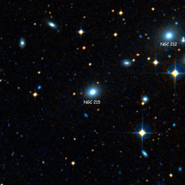 DSS image of area near lenticular galaxy NGC 215, also showing NGC 212