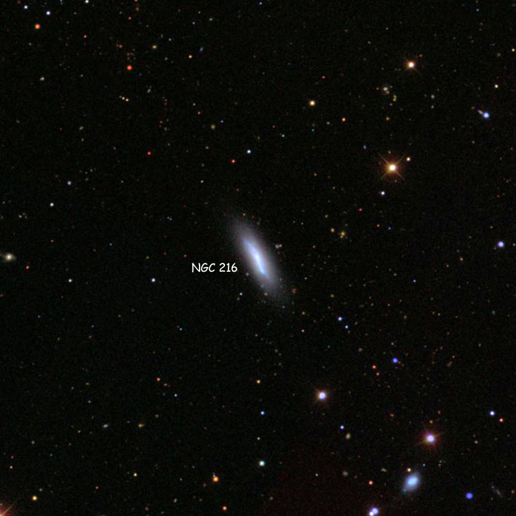 SDSS image of area near lenticular galaxy NGC 216