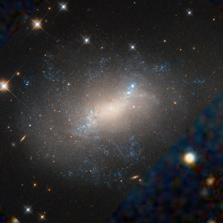 HST/DSS composite image of irregular galaxy NGC 2337