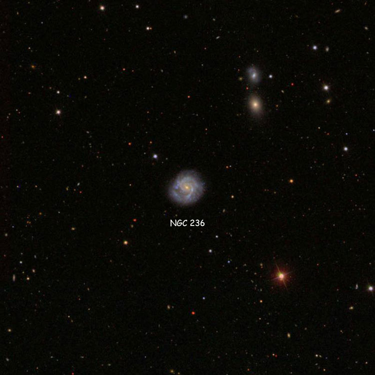 SDSS image of region near spiral galaxy NGC 236