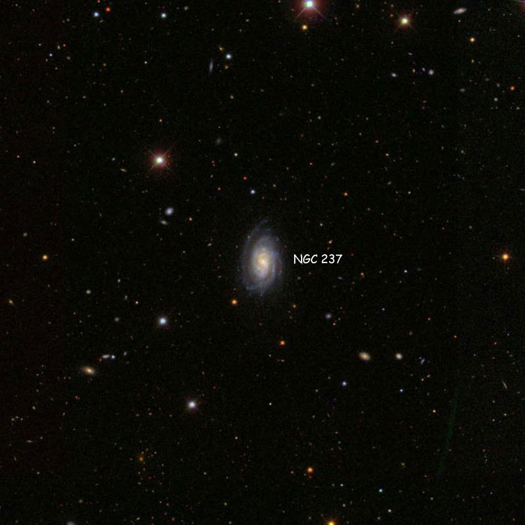 SDSS image of region near spiral galaxy NGC 237