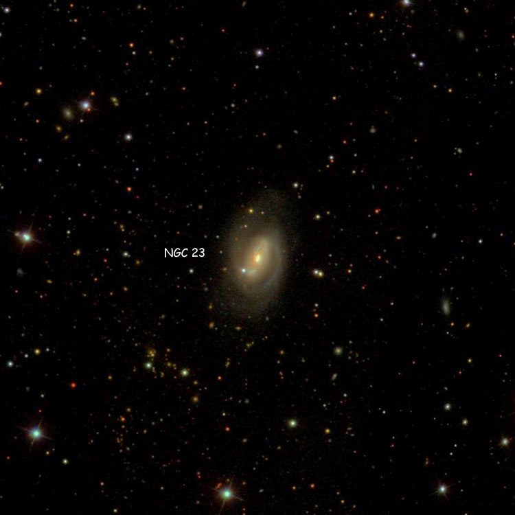 SDSS image of region near spiral galaxy NGC 23