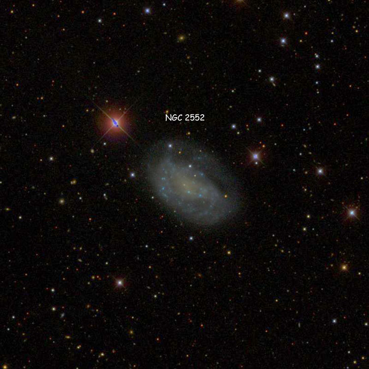 SDSS image of region near spiral galaxy NGC 2552