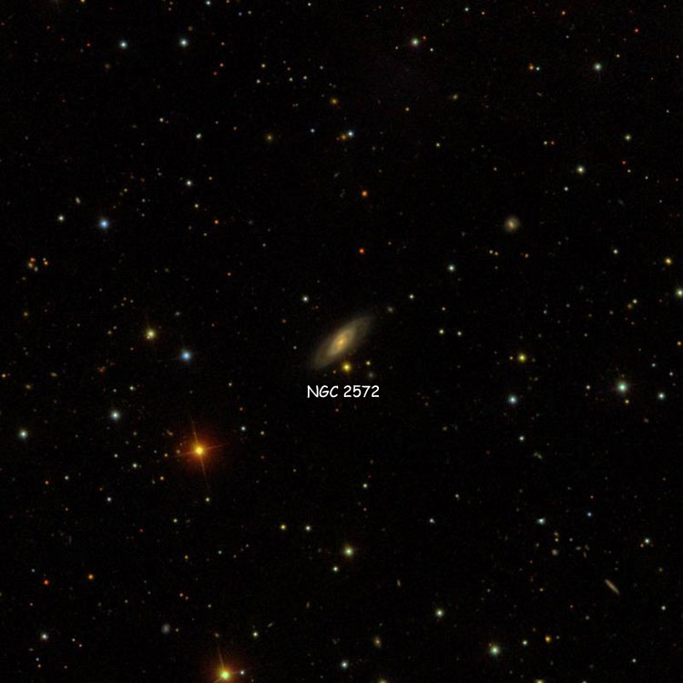 SDSS image of region near spiral galaxy NGC 2572