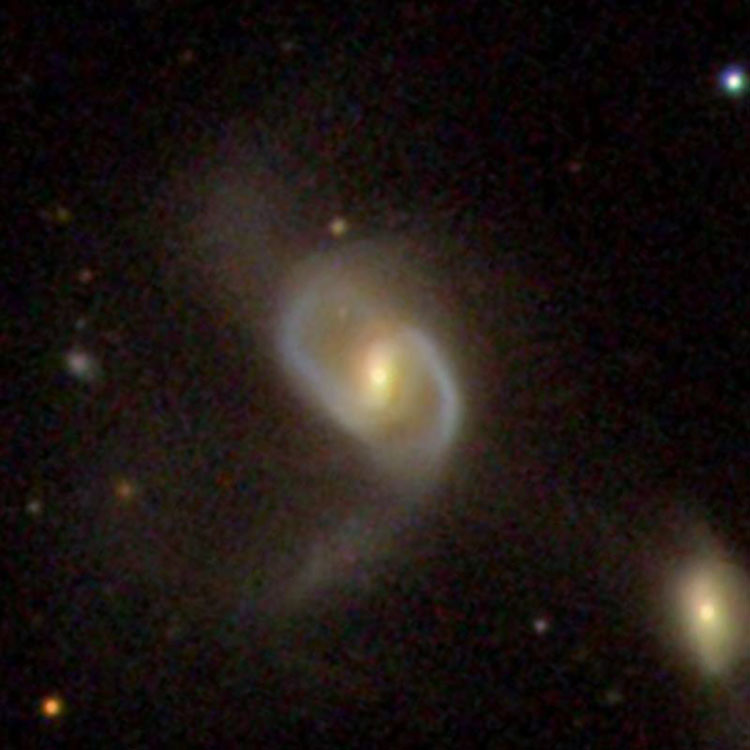 SDSS image of spiral galaxy NGC 2622 and the nucleus of PGC 24266