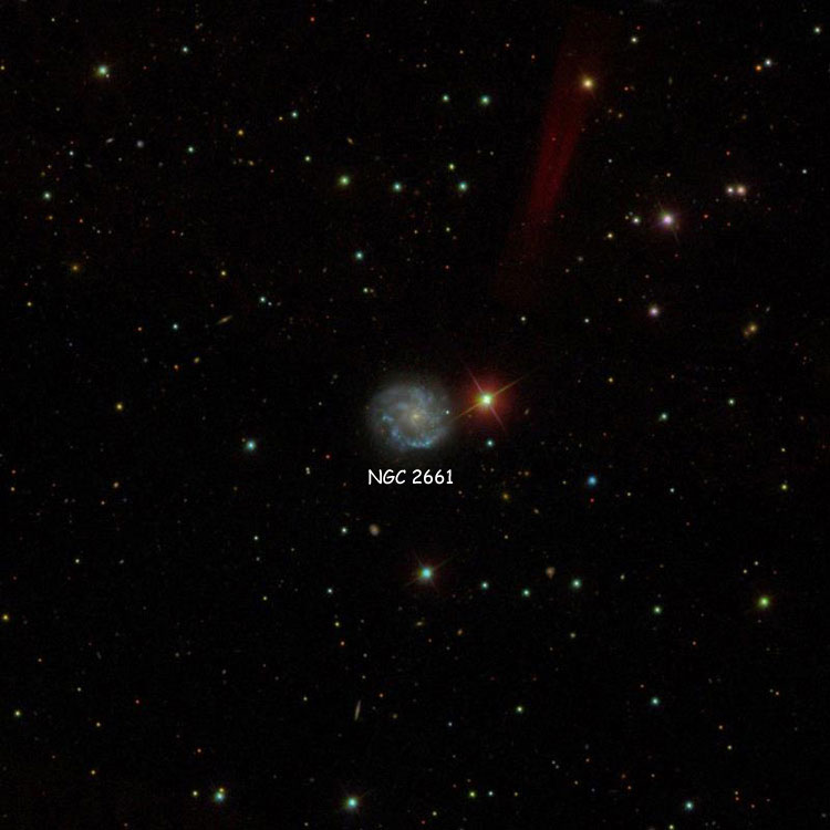 SDSS image of region near spiral galaxy NGC 2661