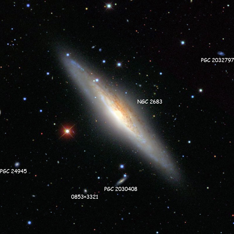 SDSS image of region near spiral galaxy NGC 2683