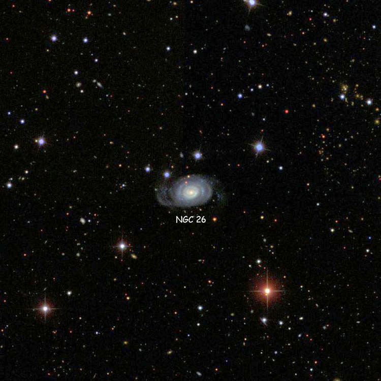 SDSS image of region near spiral galaxy NGC 26