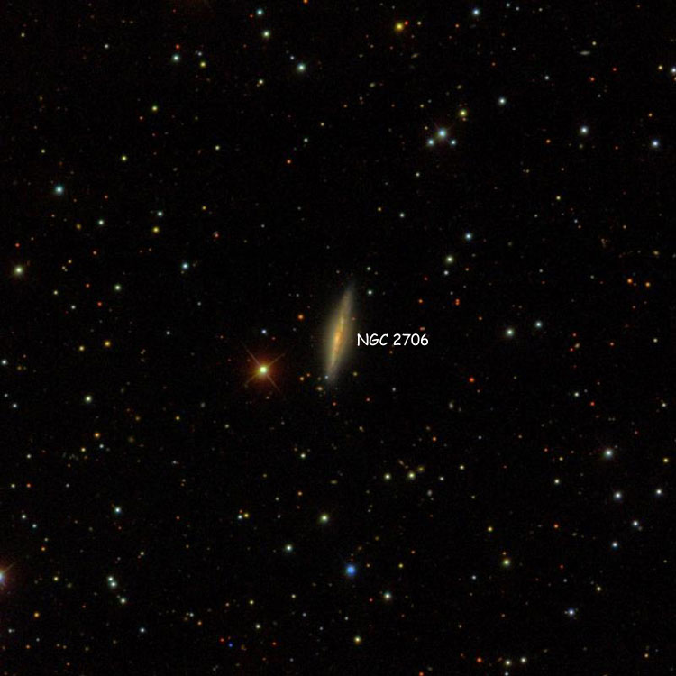 SDSS image of region near spiral galaxy NGC 2706