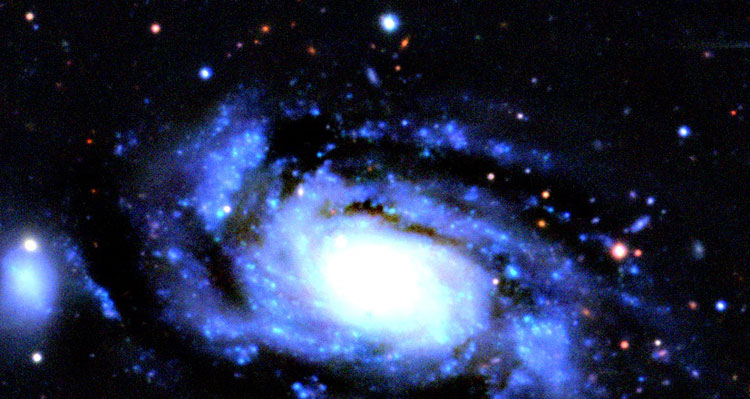 ZooUniverse image of most of spiral galaxy NGC 2722, also showing PGC 1067840