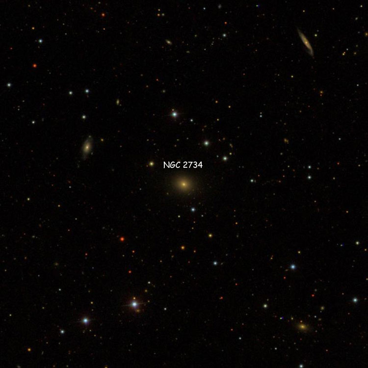 SDSS image of region near elliptical galaxy NGC 2734