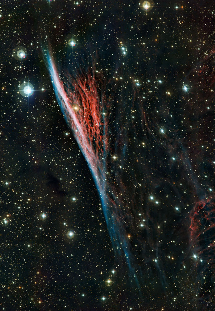 ESO image of emission nebula NGC 2736, also known as Herschel's Ray, or the Pencil Nebula