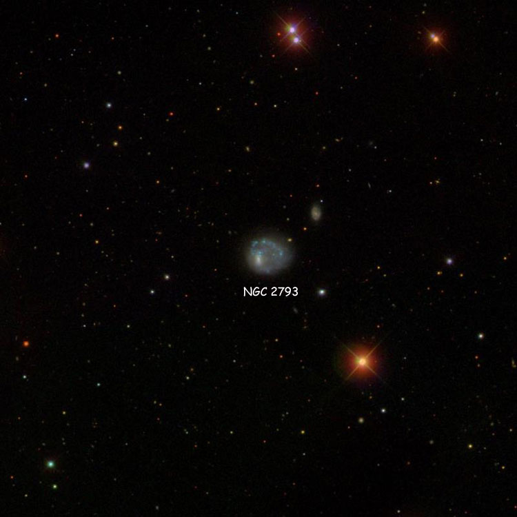 SDSS image of region near spiral galaxy NGC 2793