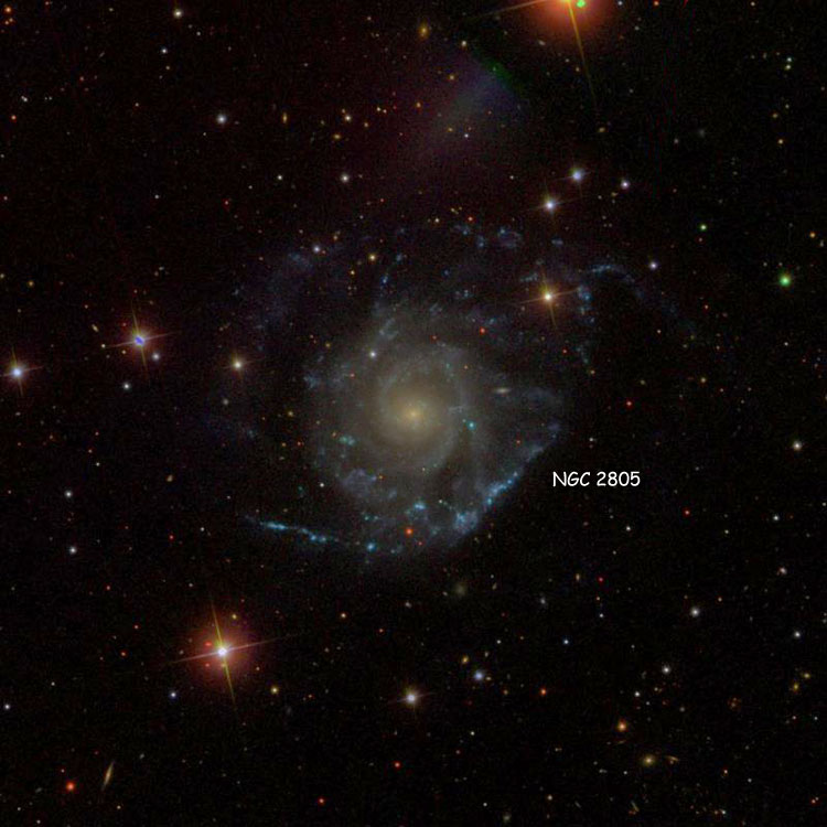 SDSS image of region near spiral galaxy NGC 2805