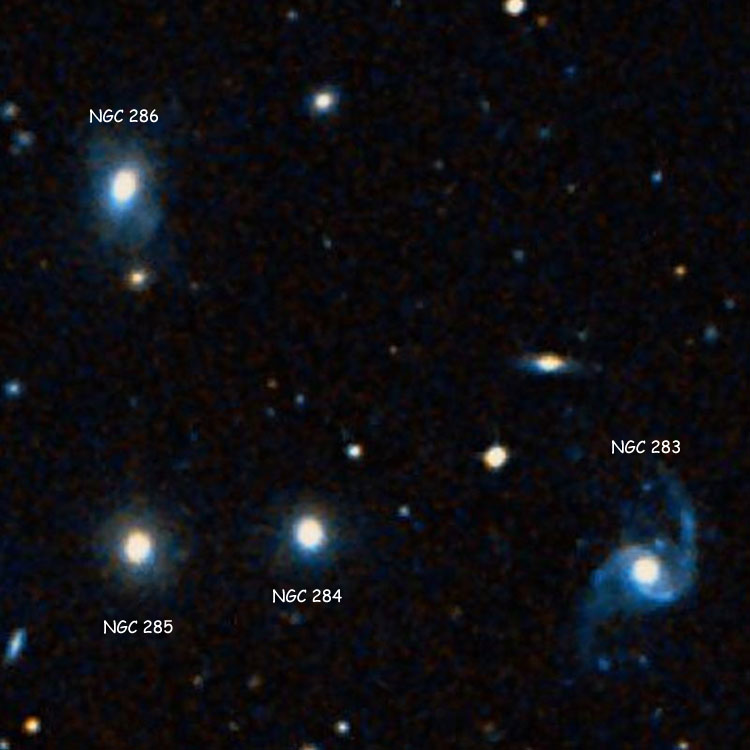 DSS image of galaxies NGC 283, NGC 284, NGC 285 and NGC 286