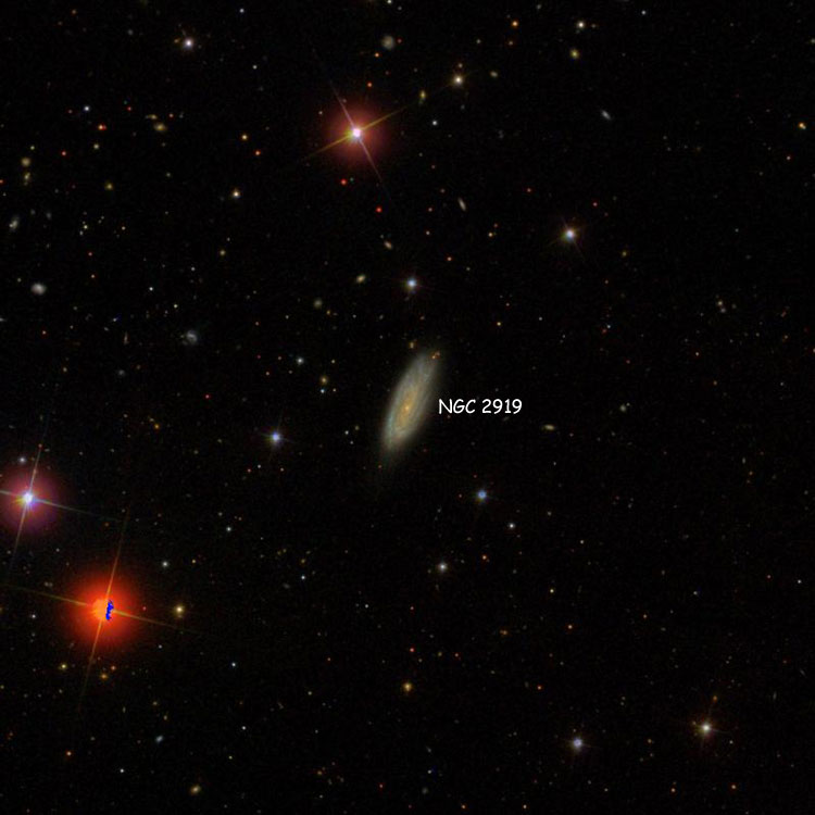 SDSS image of region near spiral galaxy NGC 2919