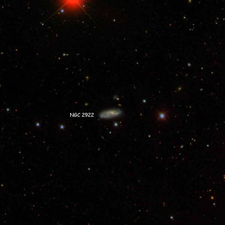 SDSS image of region near spiral galaxy NGC 2922