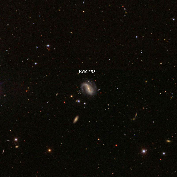 SDSS image of region near spiral galaxy NGC 293