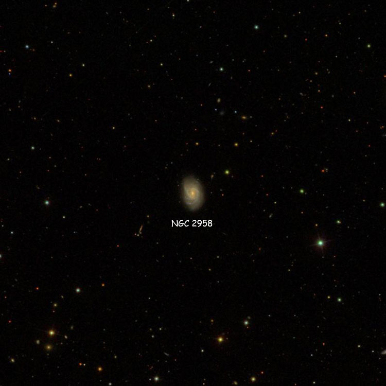 SDSS image of region near spiral galaxy NGC 2958