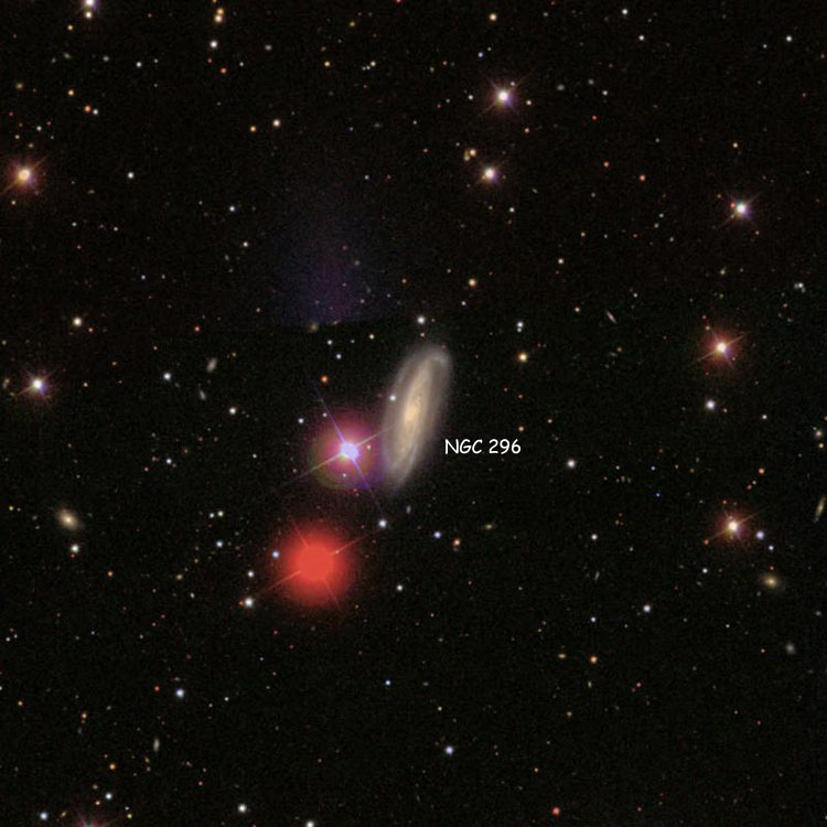 SDSS image of region near spiral galaxy NGC 296, formerly misidentified as NGC 295