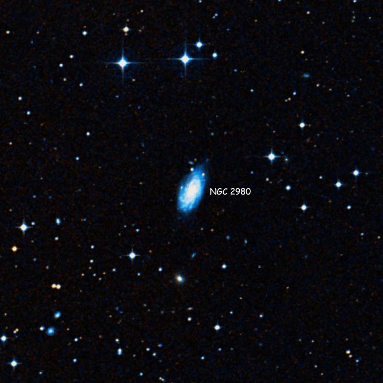DSS image of region near spiral galaxy NGC 2980