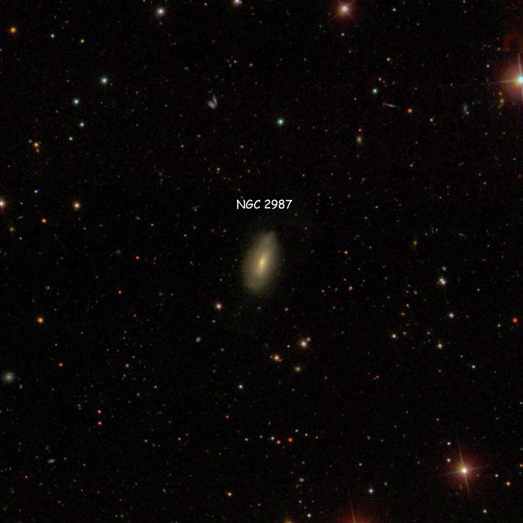 SDSS image of region near spiral galaxy NGC 2987